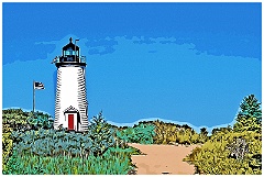 Cape Pogue Lighthouse in Massachusetts - Digital Painting